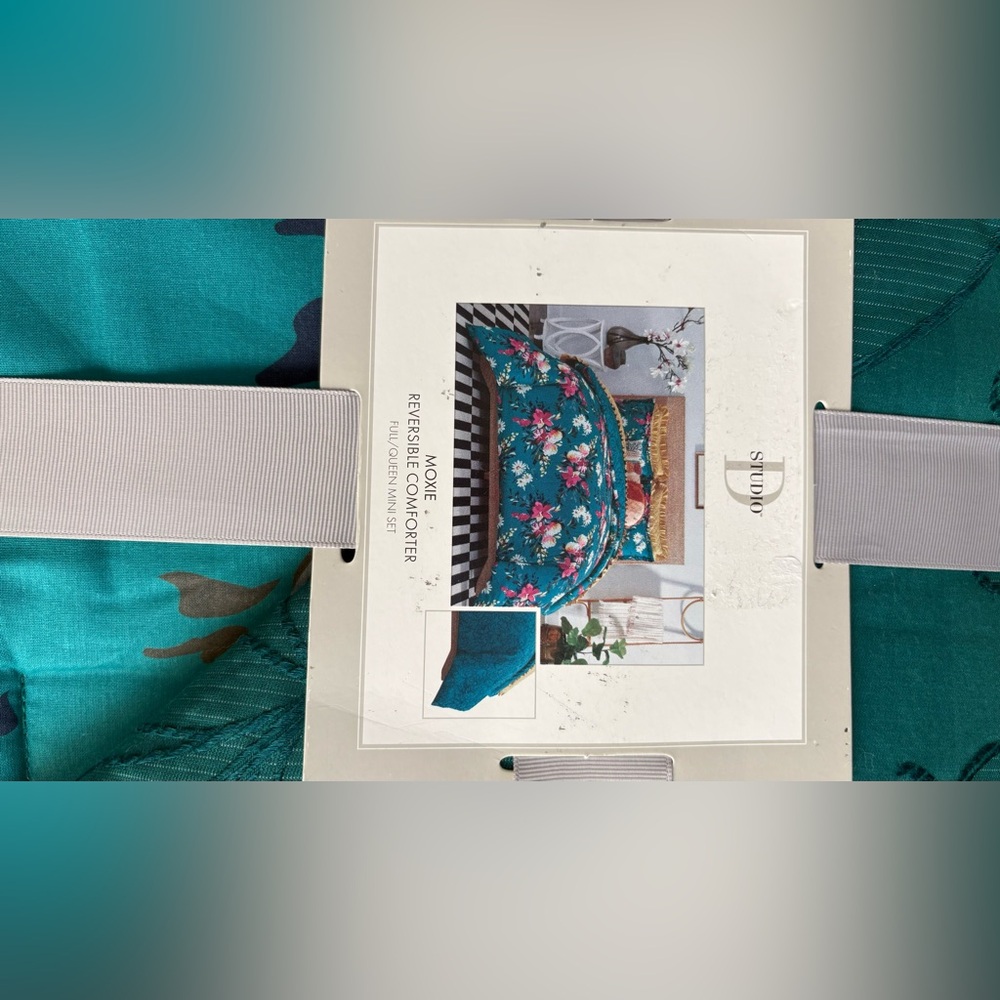 Teal Floral Reversible Comforter Set